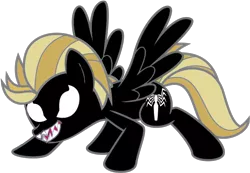 Size: 960x664 | Tagged: safe, artist:kayman13, derpibooru import, lightning dust, pony, evil, possessed, sharp teeth, simple background, smiling, spider-man, teeth, transparent background, vector, venom