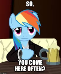 Size: 500x606 | Tagged: safe, derpibooru import, rainbow dash, pony, cider, dos equis, funny, impact font, meme, most interesting man in the world, solo