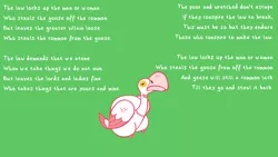 Size: 1600x900 | Tagged: bird, derpibooru import, goose, green background, poem, safe, simple background, text, untitled goose game