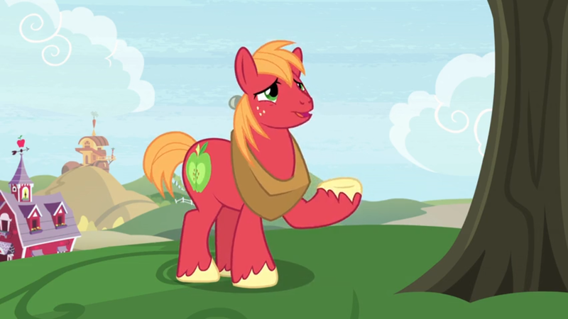 Size: 1600x900 | Tagged: safe, derpibooru import, screencap, big macintosh, pony, the big mac question, barn, solo