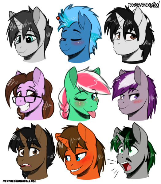 Size: 4093x4685 | Tagged: safe, artist:jcosneverexisted, derpibooru import, oc, oc:creative flair, oc:delta, oc:ice walker, oc:ivy rose, oc:jack rabbit, oc:logic loop, oc:marrón, oc:pepper, oc:splash heal, unofficial characters only, pony, female, male, mare, one of these things is not like the others, stallion