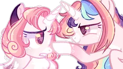 Size: 640x360 | Tagged: safe, artist:manella-art, derpibooru import, oc, oc:clock heart, oc:sunny moonlight, unofficial characters only, alicorn, pony, boop, female, mare, simple background, transparent background