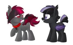 Size: 1303x795 | Tagged: safe, artist:crystal-tranquility, derpibooru import, oc, oc:raspberry hope, oc:toxic heart, unofficial characters only, bat pony, pony, female, filly, simple background, transparent background