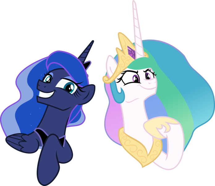 Size: 6066x5226 | Tagged: safe, artist:sollace, derpibooru import, princess celestia, princess luna, alicorn, pony, between dark and dawn, .svg available, chiselled jawline, duo, jewelry, regalia, simple background, smiling, transparent background, vector