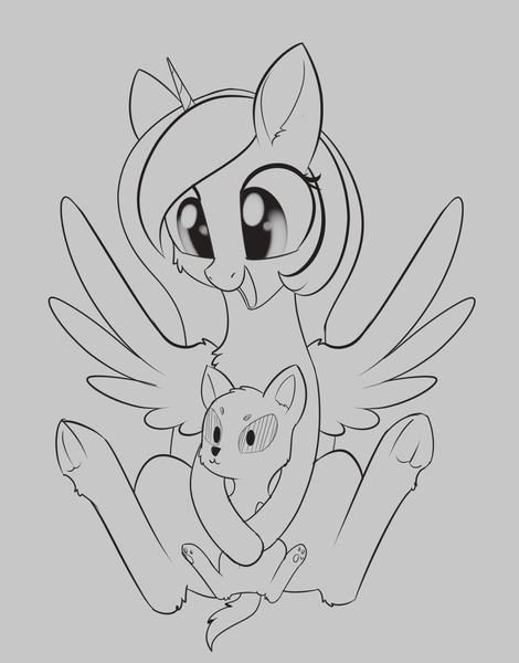 Size: 1416x1806 | Tagged: safe, artist:dusthiel, derpibooru import, princess luna, alicorn, dog, pony, female, grayscale, inktober, inktober 2019, mare, monochrome, solo