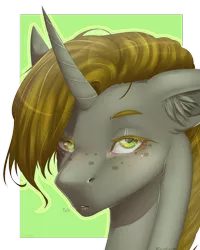 Size: 1026x1284 | Tagged: safe, artist:lastaimin, derpibooru import, oc, oc:lime, pony, unicorn, bust, male, portrait, solo, stallion