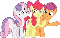 Size: 7103x4526 | Tagged: safe, artist:timeymarey007, derpibooru import, apple bloom, scootaloo, sweetie belle, earth pony, pegasus, pony, unicorn, growing up is hard to do, .svg available, absurd resolution, cutie mark, cutie mark crusaders, older, older apple bloom, older cmc, older scootaloo, older sweetie belle, raised hoof, simple background, smiling, the cmc's cutie marks, transparent background, underhoof, vector