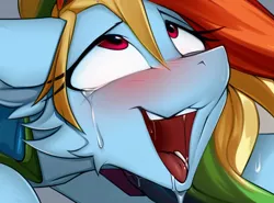 Size: 788x584 | Tagged: suggestive, alternate version, artist:prsmrti, derpibooru import, rainbow dash, pegasus, pony, ahegao, blushing, cropped, eyes rolling back, female, mare, open mouth, solo, tongue out