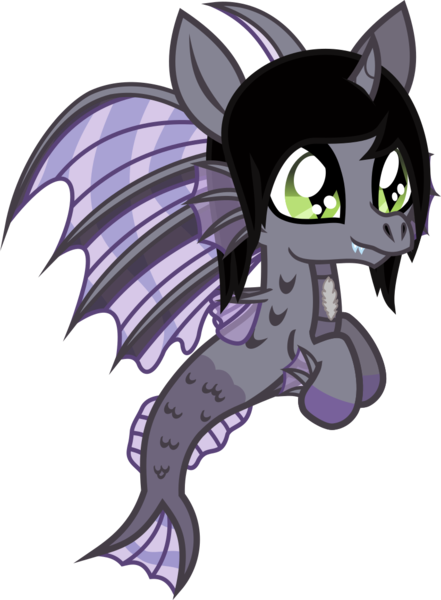 Size: 885x1206 | Tagged: safe, artist:lightningbolt, derpibooru import, ponified, ponified:kellin quinn, pony, siren, .svg available, baby, baby siren, colored hooves, curved horn, fangs, fins, fish tail, horn, scales, simple background, sleeping with sirens, slit eyes, solo, svg, transparent background, vector, younger