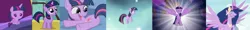 Size: 4131x500 | Tagged: safe, derpibooru import, edit, edited screencap, screencap, princess twilight 2.0, twilight sparkle, twilight sparkle (alicorn), alicorn, pony, unicorn, a canterlot wedding, ail-icorn, magical mystery cure, the last problem, spoiler:interseason shorts, age progression, baby, baby pony, babylight sparkle, bed, cropped, crown, cute, cutie mark, female, filly, filly twilight sparkle, flank, floating, flying, foal, jewelry, majestic, mare, princess celestia's special princess making dimension, regalia, singing, solo, twiabetes, unicorn twilight, wings, younger