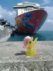 Size: 1536x2048 | Tagged: safe, derpibooru import, fluttershy, pony, cruise centre singapore, cruise ship, happy meal, irl, mcdonalds pony, photo, singapore, toy