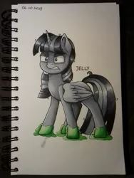 Size: 2448x3264 | Tagged: safe, artist:jellysiek, derpibooru import, twilight sparkle, twilight sparkle (alicorn), alicorn, pony, angry, food, inktober, inktober 2019, jelly, marker drawing, open mouth, save, solo, traditional art, trapped, wings