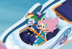 Size: 947x646 | Tagged: suggestive, artist:the_real_me, deleted from derpibooru, derpibooru import, edit, edited screencap, screencap, fluttershy, rainbow dash, equestria girls, equestria girls series, rollercoaster of friendship, accident, fear wetting, female, fetish, pee edit, peeing in pants, pissing, pixiv, scared, teary eyes, urine, watersports, wetting