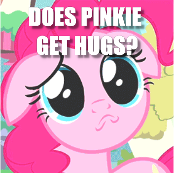 Size: 353x350 | Tagged: a friend in deed, bronybait, caption, cropped, derpibooru import, edit, edited screencap, floppy ears, hug request, image macro, pinkie pie, puppy dog eyes, safe, screencap, solo, text