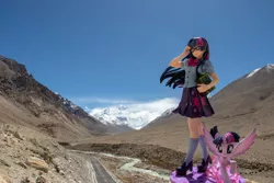 Size: 6000x4000 | Tagged: safe, derpibooru import, kotobukiya, twilight sparkle, twilight sparkle (alicorn), alicorn, human, pony, book, china, human ponidox, humanized, irl, kotobukiya twilight sparkle, mount everest, mount qomolangma, photo, self ponidox