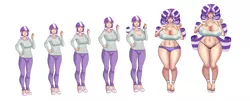 Size: 1738x700 | Tagged: artist:annon, big breasts, bimbo, bimboification, bimbo velvet, breast expansion, breasts, clothes, daisy dukes, derpibooru import, eyeshadow, female, growth, huge breasts, human, humanized, jeans, jewelry, lipstick, makeup, milf, necklace, panties, pants, pearl necklace, platform heels, ring, sequence, shoes, shorts, skimpy, solo, solo female, suggestive, tanktop, thong, transformation, transformation sequence, twilight velvet, underwear, wedding ring, wide hips