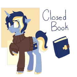 Size: 3500x3500 | Tagged: safe, anonymous artist, derpibooru import, oc, oc:closed book, pony, unicorn, /mlp/, 4chan, clothes, drawthread, male, reference sheet, simple background, solo, stallion, sweater, transparent background