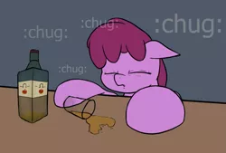 Size: 981x662 | Tagged: safe, artist:whiskeypanda, derpibooru import, berry punch, berryshine, earth pony, pony, /mlp/, alcohol, drunk, eyes closed, mlp anniversary, passing out, solo