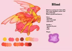 Size: 1024x724 | Tagged: artist:oneiria-fylakas, derpibooru import, female, oc, oc:himi, original species, reference sheet, safe, solo, transparent wings, unofficial characters only, wings, ytar