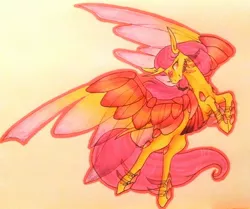 Size: 1024x858 | Tagged: artist:oneiria-fylakas, derpibooru import, female, oc, oc:himi, original species, safe, solo, traditional art, transparent wings, unofficial characters only, wings, ytar