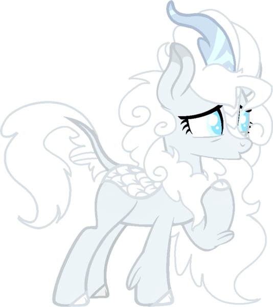 Size: 831x933 | Tagged: albino, artist:musical-medic, base used, derpibooru import, female, kirin, kirin oc, oc, oc:snowflake shine, raised hoof, safe, simple background, solo, transparent background, unofficial characters only