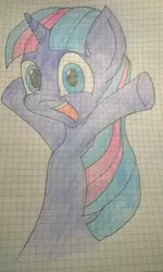 Size: 1456x2424 | Tagged: safe, artist:cypisek95, derpibooru import, earth pony, pony, female, filly, foal, graph paper, hooves, lined paper, open mouth, simple background, solo, traditional art, white background