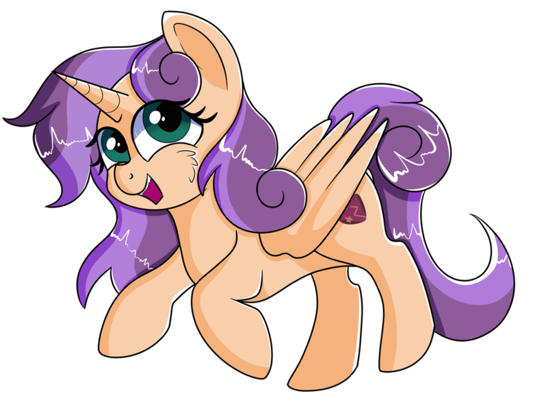 Size: 1021x783 | Tagged: safe, artist:rainbowtashie, derpibooru import, scootaloo, sweetie belle, oc, oc:sweet scooter, pegasus, pony, unicorn, adorable face, commissioner:bigonionbean, cute, female, filly, fusion, fusion:sweet scooter, not an alicorn, solo