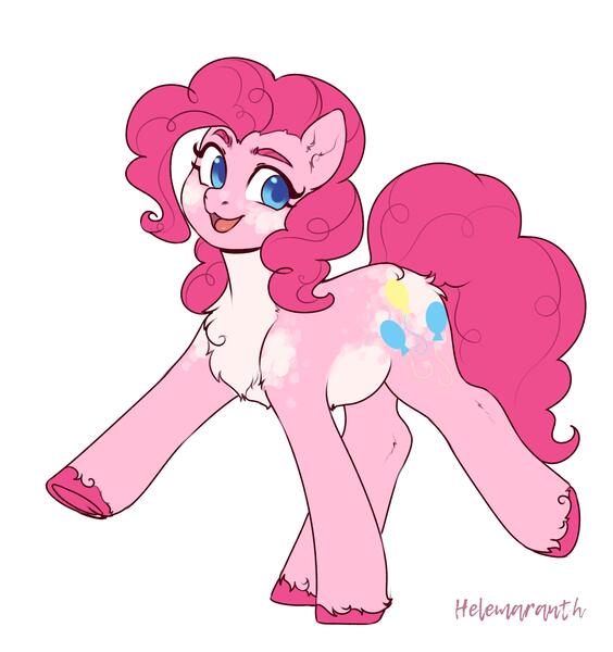 Size: 3057x3254 | Tagged: safe, artist:helemaranth, derpibooru import, pinkie pie, earth pony, pony, chest fluff, coat markings, colored pupils, cute, dappled, diapinkes, female, mare, open mouth, pale belly, rcf community, simple background, solo, unshorn fetlocks, white background