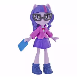 Size: 450x450 | Tagged: safe, derpibooru import, sci-twi, twilight sparkle, equestria girls, book, boots, clothes, doll, equestria girls minis, jacket, my little pony, shoes, stand, toy