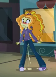 Size: 777x1070 | Tagged: suggestive, artist:the_real_me, deleted from derpibooru, derpibooru import, edit, edited screencap, screencap, adagio dazzle, equestria girls, rainbow rocks, accident, blushing, clothes, converse, cropped, fetish, hoodie, pee edit, pissing, shoes, sneakers, urine, watersports, wetting