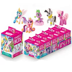 Size: 480x480 | Tagged: source needed, useless source url, safe, derpibooru import, cheerilee, pinkie pie, princess cadance, princess celestia, spike, twilight sparkle, twilight sparkle (alicorn), zecora, alicorn, dragon, earth pony, pony, zebra, box, doll, ear piercing, earring, female, jewelry, male, mare, my little pony, my little pony logo, necklace, piercing, sweet box, toy