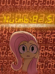 Size: 1200x1600 | Tagged: safe, artist:hopefulsparks, derpibooru import, fluttershy, pegasus, pony, fanfic, fanfic:numbers, abstract background, fanart, fanfic art, fanfic cover, female, frazzled, mare, story in the source