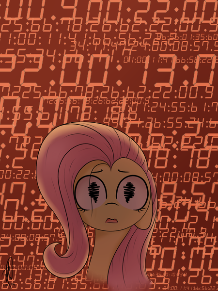 Size: 1200x1600 | Tagged: safe, alternate version, artist:hopefulsparks, derpibooru import, fluttershy, pegasus, pony, fanfic, fanfic:numbers, abstract background, fanart, fanfic art, fanfic cover, female, frazzled, mare, story in the source