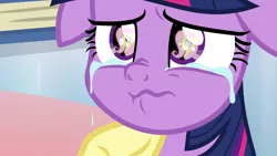 Size: 1920x1080 | Tagged: safe, derpibooru import, screencap, fluttershy, twilight sparkle, twilight sparkle (alicorn), alicorn, pony, the ending of the end, comforting, context is for the weak, crying, cute, eye reflection, reflection, sad, scared, tears of pain, teary eyes, underhoof