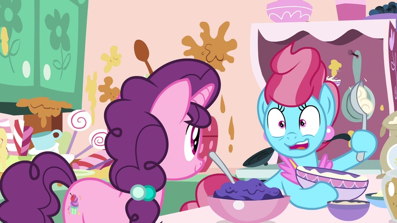 Size: 1920x1080 | Tagged: safe, derpibooru import, screencap, cup cake, sugar belle, pony, the big mac question, batter, bowl, faic, food