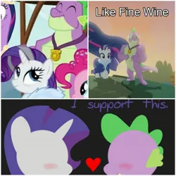 Size: 2896x2896 | Tagged: safe, derpibooru import, edit, edited screencap, screencap, rarity, spike, dragon, unicorn, fanfic:like fine wine, the last problem, female, gigachad spike, male, older, older rarity, older spike, shipping, shipping fuel, sparity, straight, winged spike