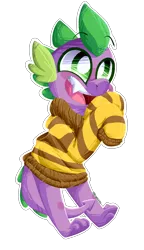 Size: 880x1531 | Tagged: safe, artist:mcwolfity, deleted from derpibooru, derpibooru import, spike, dragon, clothes, cosplay, costume, cute, monster kid, simple background, spikabetes, striped sweater, sweater, transparent background, undertale