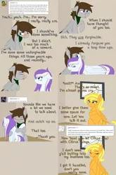 Size: 2002x3026 | Tagged: safe, artist:phoenixswift, derpibooru import, oc, oc:citrus twist, oc:fuselight, oc:snowsong, unofficial characters only, pegasus, pony, ask fuselight, female, hug, male, mare, stallion