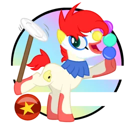 Size: 1300x1300 | Tagged: safe, artist:katnekobase, artist:ponkus, derpibooru import, oc, earth pony, pony, ball, base used, clown, clown makeup, clown pony, cute, happy, male, simple background, solo, spinning plates, stallion