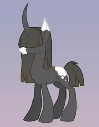 Size: 2500x3200 | Tagged: artist needed, safe, derpibooru import, oc, oc:gloomy rose, unofficial characters only, pony, unicorn, base used, covered eyes, female, full body, fullbody, mare, simple background, smiling, solo
