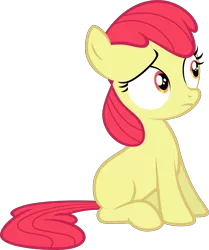 Size: 2197x2629 | Tagged: safe, artist:qazwsx302, derpibooru import, edit, editor:slayerbvc, apple bloom, earth pony, pony, accessory-less edit, cropped, female, filly, missing accessory, simple background, sitting, solo, transparent background, vector