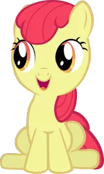 Size: 1911x3181 | Tagged: safe, artist:k-anon, derpibooru import, edit, editor:slayerbvc, vector edit, apple bloom, earth pony, pony, accessory-less edit, cropped, female, filly, happy, missing accessory, simple background, sitting, solo, transparent background, vector