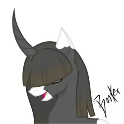 Size: 1966x1966 | Tagged: artist needed, safe, derpibooru import, oc, oc:gloomy rose, unofficial characters only, pony, unicorn, base used, covered eyes, female, halfbody, mare, simple background, smiling, solo, white background