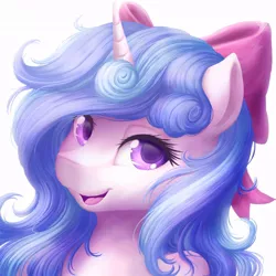 Size: 894x894 | Tagged: safe, artist:novaintellus, derpibooru import, oc, oc:melodia, unofficial characters only, pony, unicorn, bow, bust, female, lidded eyes, looking at you, mare, portrait, solo