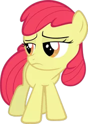 Size: 2113x2984 | Tagged: safe, artist:reginault, derpibooru import, edit, editor:slayerbvc, vector edit, apple bloom, earth pony, pony, accessory-less edit, female, filly, missing accessory, simple background, solo, transparent background, unamused, vector