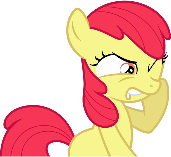 Size: 7242x6659 | Tagged: safe, artist:radiationalpha, derpibooru import, edit, editor:slayerbvc, vector edit, apple bloom, pony, absurd resolution, accessory-less edit, cute, faic, glare, hnnng, lip bite, missing accessory, one eye closed, simple background, solo, thinking, transparent background, vector, wink