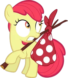Size: 5431x6248 | Tagged: safe, artist:tardifice, derpibooru import, edit, editor:slayerbvc, vector edit, apple bloom, earth pony, pony, absurd resolution, accessory-less edit, bindle, female, filly, missing accessory, simple background, solo, transparent background, vector