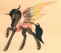 Size: 1024x897 | Tagged: artist:oneiria-fylakas, derpibooru import, female, oc, oc:dania, original species, safe, solo, traditional art, transparent wings, unofficial characters only, wings, ytar