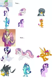 Size: 3104x4600 | Tagged: artist needed, safe, derpibooru import, gabby, princess ember, rarity, smolder, spike, starlight glimmer, sweetie belle, dragon, gryphon, pony, unicorn, the last problem, spoiler:s09, bedroom eyes, click on the image, collage, disgusted, emberspike, female, gigachad spike, male, muscles, older, older spike, older sweetie belle, pillow, shipping, spabby, sparity, sparlight, spike gets all the mares, spikebelle, spolder, straight