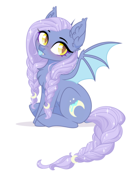 Size: 3986x5196 | Tagged: safe, artist:doctorkoda, artist:sparkling_light, derpibooru import, oc, oc:crispy crescent, unofficial characters only, bat pony, pony, female, mare, simple background, solo, tongue out, transparent background